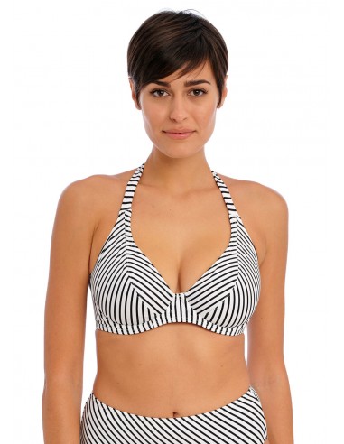 Top de Bikini Halter Freya Jewel cove con rayas negras