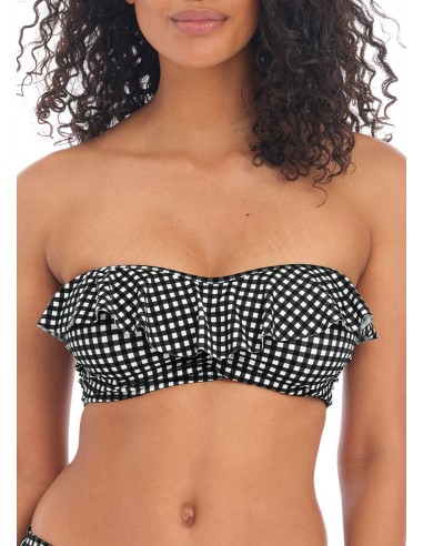 Top de Bikini Bandeau Freya Check in monocromo