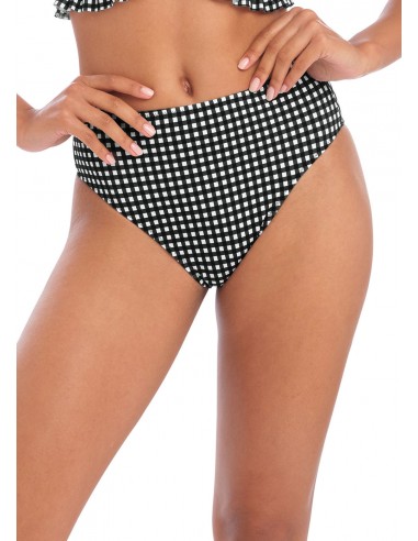 Braguita bikini de talle alto freya check in blanco y negro