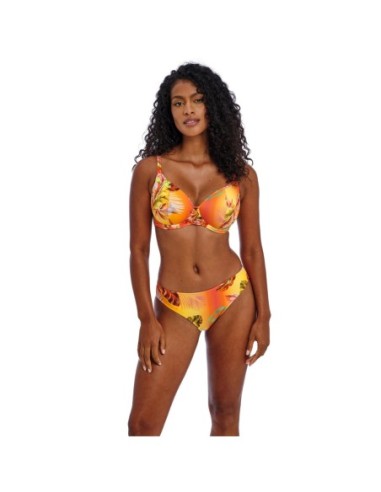 Bikini Escotado Plunge de tallas grandes Freya Miami sunset papaya