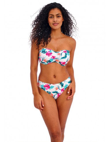 Top de Bikini Bandeau Freya Palm paradise blanco