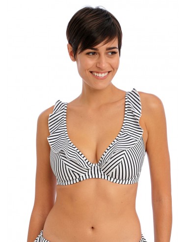 Sujetador de Bikini escotado Freya swim Jewel cove con rallas negras