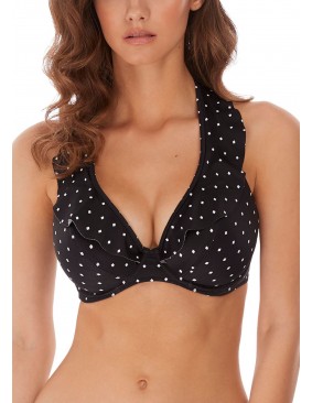 Top de Bikini escotado high apex Freya Jewel cove negro